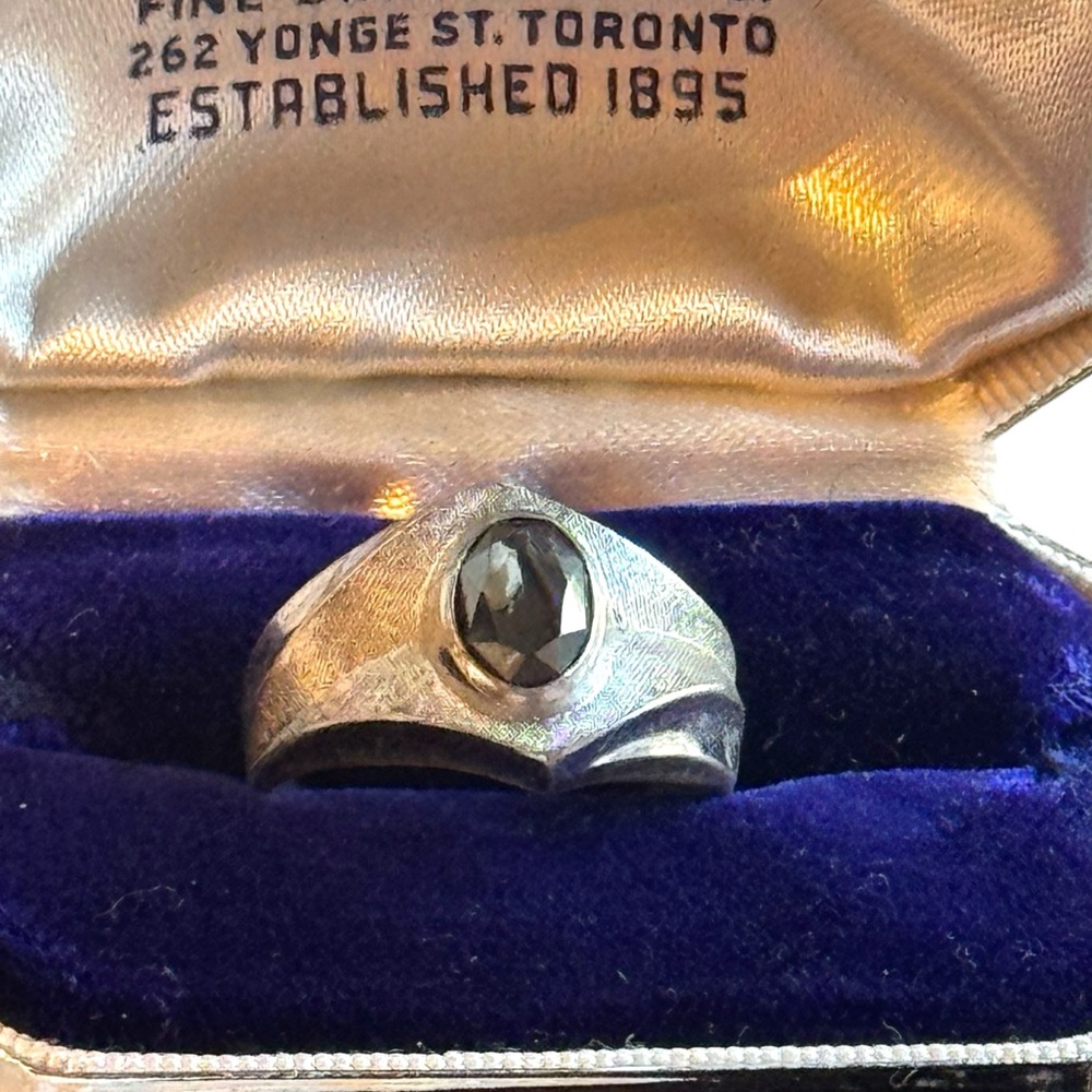 Mens MC Mid century 1960s sterling silver modernist 925 hematite ring - Picture 4 of 9